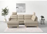 Ecksofa SIT & MORE "Farö L-Form", beige, B:251cm H:90cm T:187cm, Sofas, Ecksofa, inklusive Federkern, wahlweise mit Schlaffunktion und Bettkasten