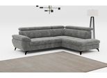 Ecksofa COTTA "Hudson L-Form, B: 256 cm", grau (steel), B:256cm T:207cm, Sofas, Ecksofa, mit Kopfteilverstellung, optional Schlaffunktion & Bettkasten