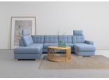 Wohnlandschaft SIT & MORE "Quincy U-Form", blau, B:312cm H:82cm T:213cm, Sofas, Wohnlandschaft, wahlweise mit Schlaffunktion und Bettkasten