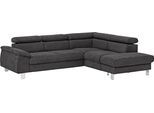 Ecksofa COTTA "Komaris L-Form, B: 249 cm", grau (mud), B:249cm H:72cm T:100cm, Microfaser PRIMABELLE (100% Polyester);Kunstleder SOFTLUX;Feinstruktur (100% Polyester);Kunstleder SOFTLUX/Struktur (100% Polyester);NaturLEDER, Sofas, Ecksofa, mit Kopfteilverstellung, optional Schlaffunktion, Bettkasten & Licht
