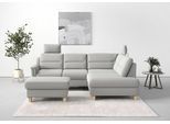 Ecksofa SIT & MORE "Farö L-Form", silber, B:251cm H:90cm T:187cm, Sofas, Ecksofa, inklusive Federkern, wahlweise mit Schlaffunktion und Bettkasten