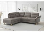 Ecksofa SIT & MORE "Pamela L-Form, B: 218 cm, optional Schlaffunktion & Bettkasten, Leder", grau (delphine), B:218cm H:90cm T:212cm, Sofas, Ecksofa, wahlweise mit Armteilverstellung, Sofa mit Federkern, Sitzhöhe: 48 cm