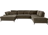 Wohnlandschaft OTTO HOME "Costello U-Form, B: 363 cm mit Sitztiefen- & Armteilverstellung", grün (olive), B:363cm H:89cm T:223cm, 100% Polyester;Samtoptik (100% Polyester), Sofas, Wohnlandschaft, optional Schlaffunktion & Bettkasten