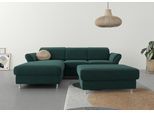 Ecksofa SIT & MORE "Apulia L-Form", grün (dunkelgrün), B:250cm H:78cm T:185cm, Webstoff (100% Polyester);Struktur weich (90% Polyester, 10% Polyamid);Luxus-Microfaser Euphoria (100% Polyester);Samtoptik (100% Polyester), Sofas, Ecksofa, wahlweise Schlaffunktion, Bettkasten und Kopf- und Armteilverstellung