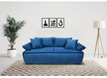 Schlafsofa HOME AFFAIRE "Romeo, B: 224 cm, Liegefl. 152x200 cm", blau (bleu, marine), B:224cm H:48cm T:104cm, 100%Polyester, Sofas, Schlafsofa, Schlaffunktion, Bettkasten, Armteilverstellung & Zierkissen, Boxspring