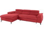 Ecksofa COTTA "Kitty L-Form, B: 242 cm", rot, B:244cm H:72cm T:166cm, Microfaser (100% Polyester);Flachgewebe (100% Polyester), Sofas, Ecksofa, mit Kopfteilverstellung, optional Schlaffunktion & Bettkasten