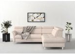 Ecksofa SIT & MORE "Marano L-Form", beige (creme), B:252cm T:216cm, 100% Polyester, Sofas, Ecksofa, inklusive Kopfteilverstellung, optional Schlaffunktion & Bettkasten
