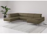 Wohnlandschaft OTTO HOME "Caluna", grün (olive), B:334cm H:81cm T:235cm, Sofas, Wohnlandschaft, Inkl.Sitztiefenverstellung, wahlweise mit Kopf- und Armteilverstellung