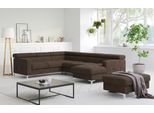 Wohnlandschaft COTTA "Sammy U-Form, B: 304 cm", braun (espresso), B:304cm H:74cm T:240cm, NaturLEDER, die Rückseite ist mit schwarzem und die Liegefläche der Bettfunktion ist mit beigem Spannstoff bezogen, Sofas, Wohnlandschaft, Kopfteilverstellung, optional Schlaffunktion & Bettkasten