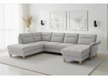Wohnlandschaft SIT & MORE "Pamela U-Form, B: 292 cm, optional Schlaffunktion & Armteilverstellung", grau (silber), B:292cm H:90cm T:212cm, 100% Polyester, Sofas, Wohnlandschaft, mit Federkern
