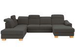 Wohnlandschaft HOME AFFAIRE "Dundee U-Form", grau (anthrazit), B:338cm H:86cm T:219cm, Struktur fein (100% Polyester), Sofas, Wohnlandschaft, wahlweise mit Kopfteilverstellung und zusätzlich mit Schlaffunktion