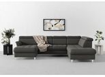 Wohnlandschaft SIT & MORE "Marano U-Form", grau (grau 94), B:304cm T:216cm, 100% Polyester, Sofas, Wohnlandschaft, inklusive Kopfteilverstellung, optional Schlaffunktion & Bettkasten