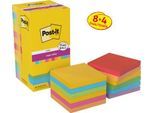 POST-IT ® Haftnotizen Super Sticky Notes Carnival + Playful Collection 654-SSCAPL-P8+4, B 76 x T 76 mm, 8 Blöcke + 4 gratis, 90 Blatt/Block, farbsortiert