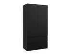 Mobelsta Kleiderschrank, Schwarz, Holzwerkstoff, Nachbildung,Strukturbuche, 90x180x50 cm, Schlafzimmer, Kleiderschränke, Drehtürenschränke