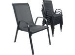 VCM 6-tlg. Set Gartenstuhl, Metall Stapelstuhl mit Textilene, wetterbeständig, stapelbar, Balkonstuhl für die Terrasse oder Garten Outdoor, Sonlas