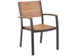 Ambia Garden Gartensessel , Schwarz, Teakfarben , Holz, Metall , Akazie , Hartholz , eckig , 59.5x88x58 cm , stapelbar , Gartenmöbel, Gartenstühle, Gartensessel