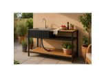 Ambia Garden Outdoorküche, Anthrazit, Teak, Metall, Kunststoff, einzeln stellbar, 127x95x50 cm, Gartenmöbel, Outdoor-Küchen