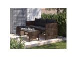 Ambia Garden Loungegarnitur, Dunkelbraun, Metall, Kunststoff, Glas, seitenverkehrt montierbar, 179x120 cm, wetterfest, Tisch mit Glasplatte, Loungemöbel, Gartenlounge-Sets