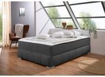 Boxbett OTTO HOME "Wehma ohne Kopfteil inkl. Bettkasten, auch in Überlänge erhältlich", grau (anthrazit), Komplettbetten, Struktur, Liegefläche B/L: 140cm x 200cm, Gewicht bis: 100 kg H3, 7-Zonen-Tonnentaschen-Federkernmatratze, Boxbett, in H2, H3 & H4 wählbar, inklusive Topper, B:144cm L:204cm