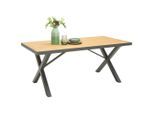 Ambia Garden Gartentisch, Anthrazit, Natur, Holz, Metall, Eukalyptusholz, massiv, rechteckig, X-Form, 180x91 cm, Gartenmöbel, Gartentische, Gartentische