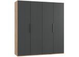 Mid.you , Graphitfarben, Eichefarben , Holzwerkstoff , 2 Fächer , 200x216x58 cm , BQ - Bündnis für Qualität, Made in Germany, DIN EN ISO 9001 , umfangreiches Zubehör erhältlich, in verschiedenen Größen erhältlich, in verschiedenen Holzdekoren erhältlich ,