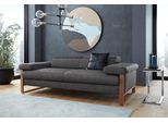 2-Sitzer W.SCHILLIG "finn wahlw. mit Sitztiefenverstellung & Kopfstützenverstellung, bequem", grau (anthrazit s22), B:210cm H:71cm T:106cm, Flachgewebe S22 (100% Polyester);Stoff S37 (100% Polyester);Longlife Xtra-Leder Z59: Glattleder mit modischer Prägung. Hautstärke 0, 9 - 1, 1 mm, Sofas, 2-Sitzer, German Design Award 2016, Fußgestell Nussbaum natur, Breite 210 cm