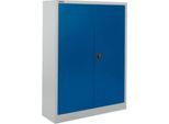 Schäfer Shop Select Materialschrank MSI 16412, B 1200 x T 400 x H 1535 mm, 3 Böden, Stahl, weißaluminium RAL 9006/enzianblau RAL 5010