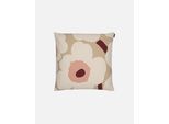 Kissenbezug MARIMEKKO "UNIKKO", beige (beige, leinen, rose), B:50cm L:50cm, Baumwolle, Baumwolle, Kissenbezüge, Kissenbezug, 50x50 cm