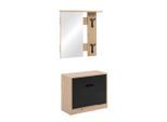 Möbelix , Schwarz, Eiche Artisan , Glas, Holzwerkstoff , 56x180x24.5 cm , stehend ,