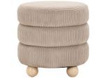 Xora Hocker , Greige , Holz, Textil , Kiefer , massiv , rund , 42x41x42 cm , Wohnzimmer, Sessel, Hocker, Sitzhocker