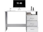 Schreibtisch BEGA OFFICE "Adria, Computertisch", weiß, B:123cm H:77cm T:50cm, Tische, Schreibtisch, Schubkästen rechts oder links montierbar, Breite 123 cm