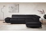 Ecksofa COTTA "Enterprise L-Form, B: 277 cm", schwarz, Sofas, B/H/T: 277cm x 91cm x 104cm, Leder PAMPAS, Ottomane rechts,mit Bettfunktion,mit Kopfteilverstellung,mit Armteilverstellung, Softlux-Kunstleder;Luxus-Kunstleder, Ecksofa, Arm- & Kopfteilverstellung, optional Schlaffunktion, B:277cm H:91cm T:104cm