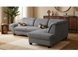 Ecksofa OTTO HOME "Silkeborg 254 x 186 cm, formschönes Sofa mit dunklen Füßen", hellgrau, B:254cm H:80cm T:186cm, 100% Polyester, Sofas, Ecksofa, mit Schlaffunktion, L-Form, aus Pet Friendly Bezug