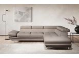 Ecksofa COTTA "Enterprise L-Form, B: 277 cm", grau, Sofas, B/H/T: 277cm x 91cm x 104cm, Leder PAMPAS, Ottomane rechts,mit Bettfunktion,mit Kopfteilverstellung,mit Armteilverstellung, Softlux-Kunstleder;Luxus-Kunstleder, Ecksofa, Arm- & Kopfteilverstellung, optional Schlaffunktion, B:277cm H:91cm T:104cm