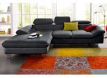 Ecksofa COTTA "Driver L-Form, B: 268 cm", schwarz, Sofas, B/H/T: 268cm x 73cm x 169cm, Leder BEEFY, Recamiere links,mit Kopfteilverstellung,ohne Bettfunktion und Bettkasten, LEDER BEEFY (ein abgedecktes Spalt-Rindsleder) im Sitz und Rücken (Korpus in Kunstleder);Luxus-Kunstleder;Kunstleder SOFTLUX;Leder Pampas (echtes Rindsleder), Rückseite mit schwarzem Spannstoff bezogen, Ecksofa, Kopfteilverste