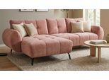 Ecksofa OTTO HOME "Viiborg 261 x 140 cm, mit Steppungen, elegant, modern", rosa (rose), B:261cm H:82cm T:140cm, 100% Polyester, Sofas, Ecksofa, L-Form, pflegeleichter Bezug, hohe Füße - passend für Saugroboter