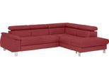 Ecksofa COTTA "Komaris L-Form, B: 249 cm", rot, Sofas, Kinder, B/H/T: 249cm x 72cm x 100cm, Leder PAMPAS, Ottomane rechts,mit Bettfunktion,mit Bettkasten,mit RGB-LED-Beleuchtung,mit Kopfteilverstellung, Microfaser PRIMABELLE (100% Polyester);Kunstleder SOFTLUX;Feinstruktur (100% Polyester);Kunstleder SOFTLUX/Struktur (100% Polyester);NaturLEDER, Ecksofa, mit Kopfteilverstellung, optional Schlaffun