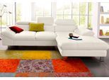 Ecksofa COTTA "Driver L-Form, B: 268 cm, moderne Couch mit Wellenunterfederung, Leder", weiß (altweiß), B:268cm H:73cm T:169cm, LEDER BEEFY (ein abgedecktes Spalt-Rindsleder) im Sitz und Rücken (Korpus in Kunstleder);Luxus-Kunstleder;Kunstleder SOFTLUX;Leder Pampas (echtes Rindsleder), Rückseite mit schwarzem Spannstoff bezogen, Sofas, Ecksofa, Kopfteilverstellung, opt. Schlaffunktion + XL Bettkas