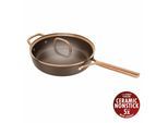 Schmorpfanne ZWILLING "Milano, Pfanne mit Glasdeckel", braun, B:29,4cm H:9,7cm L:56,3cm Ø:28cm, Pfannen, Schmorpfanne, Keramik-Antihaftbeschichtung, Induktion, Made in Italy
