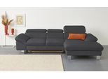 Ecksofa COTTA "Driver L-Form, B: 268 cm, moderne Couch mit Wellenunterfederung, Leder", grau (fango), Sofas, B/H/T: 268cm x 73cm x 169cm, Leder PAMPAS, Recamiere rechts,mit Kopfteilverstellung,ohne Bettfunktion und Bettkasten, LEDER BEEFY (ein abgedecktes Spalt-Rindsleder) im Sitz und Rücken (Korpus in Kunstleder);Luxus-Kunstleder;Kunstleder SOFTLUX;Leder Pampas (echtes Rindsleder), Rückseite mit