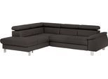 Ecksofa COTTA "Komaris L-Form, B: 249 cm", braun, Sofas, Kinder, B/H/T: 249cm x 72cm x 100cm, Leder PAMPAS, Ottomane links,mit Bettfunktion,mit Bettkasten,mit RGB-LED-Beleuchtung,mit Kopfteilverstellung, Microfaser PRIMABELLE (100% Polyester);Kunstleder SOFTLUX;Feinstruktur (100% Polyester);Kunstleder SOFTLUX/Struktur (100% Polyester);NaturLEDER, Ecksofa, mit Kopfteilverstellung, optional Schlaffu