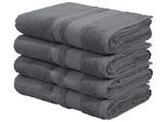 Duschtücher OTTO HOME "Vanessa, 4 Duschtücher, 70x140cm, in Standard- und Premium-Qualität", grau (stone), B:70cm L:140cm, Walkfrottee, Obermaterial: 100% Baumwolle, Handtücher, Duschtücher, Handtücher mit Bordüre, 100% Baumwolle, einfarbig, weich, Topseller