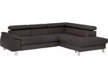 Ecksofa COTTA "Komaris L-Form, B: 249 cm", braun, Sofas, Kinder, B/H/T: 249cm x 72cm x 100cm, Leder PAMPAS, Ottomane rechts,mit Bettfunktion,mit Bettkasten,ohne RGB-LED-Beleuchtung,mit Kopfteilverstellung, Microfaser PRIMABELLE (100% Polyester);Kunstleder SOFTLUX;Feinstruktur (100% Polyester);Kunstleder SOFTLUX/Struktur (100% Polyester);NaturLEDER, Ecksofa, mit Kopfteilverstellung, optional Schlaf