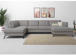 Wohnlandschaft SIT & MORE "Olsen U-Form", grau, B:335cm H:88cm T:201cm, 100% Polyester, Sofas, Wohnlandschaft, inklusive Sitztiefenverstellung, optional Schlaffunktion, 15cm hoch