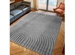 Teppich AYYILDIZ TEPPICHE "ART 1122 , auch als Läufer und in Rund erhältlich", silber, B:80cm H:8mm L:250cm, Teppiche, Teppich, Boho Design, 3D Optik, Struktur Hoch Tief, skandinavisch, Wohnzimmer
