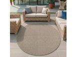 Langflor-Teppich AYYILDIZ TEPPICHE "NOVA 1202, auch als Läufer und in Rund erhältlich", beige, H:5mm Ø:200cm, Polypropylen, Teppiche, In -und Outdoor, Hoch Tief Effekt, Struktur, Wohnzimmer, Aussenbereich