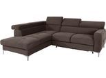 Ecksofa COTTA "Sammy L-Form", braun (espresso), B:242cm H:74cm T:207cm, Struktur (100% Polyester );Chenille (90% Polyester; 10% Polyamid ), Sofas, Ecksofa, mit Kopfteilverstellung, wahlweise mit Schlaffunktion & Bettkasten