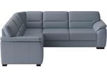Ecksofa SIT & MORE "Montego Leder, L-Form, B: 255cm", grau (graublau), B:255cm H:88cm T:225cm, Sofas, Ecksofa, wahlweise mit Schlaffunktion und Schubkasten