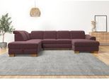 Wohnlandschaft HOME AFFAIRE "Dundee U-Form", lila (flieder), B:338cm H:86cm T:219cm, Flachgewebe (100% Polyester), Sofas, Wohnlandschaft, wahlweise mit Kopfteilverstellung und zusätzlich mit Schlaffunktion