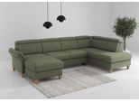 Wohnlandschaft OTTO HOME "Glendale, U-Form", grün (olive), B:321cm H:84cm T:193cm, 95% Polyester, 5% Polyamid, Sofas, Wohnlandschaft, inkl. Kopfteilverstellung, wahlweise mit Vorziehsitz und Bettkasten